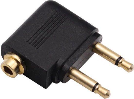 Premium 3,5mm Jack stereo audio vliegtuigadapter - haaks - verguld / zwart