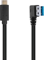 USB-C naar USB-A haaks (rechts) kabel - USB3.0 - tot 0,9A / zwart - 0,20 meter