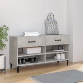 The Living Store Schoenenkast - betongrijs - 102 x 35 x 55 cm - opbergruimte - stabiel blad - trendy ontwerp