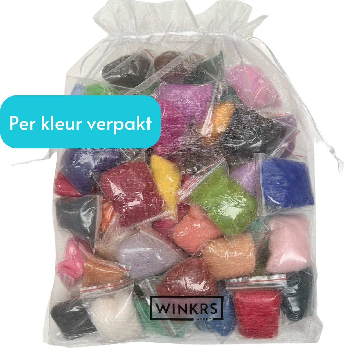 50 kleuren Wolvilt van Merino Wol - Hobby Vilt pakket Naaldvilten / Needle Felting — afbeelding 5