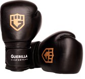 Guerilla Sports - Bokshandschoenen volwassenen - Kickbox handschoenen voor bokszak - Dames en heren - Hoogwaardig kalfsleer - Zwart - 14 oz