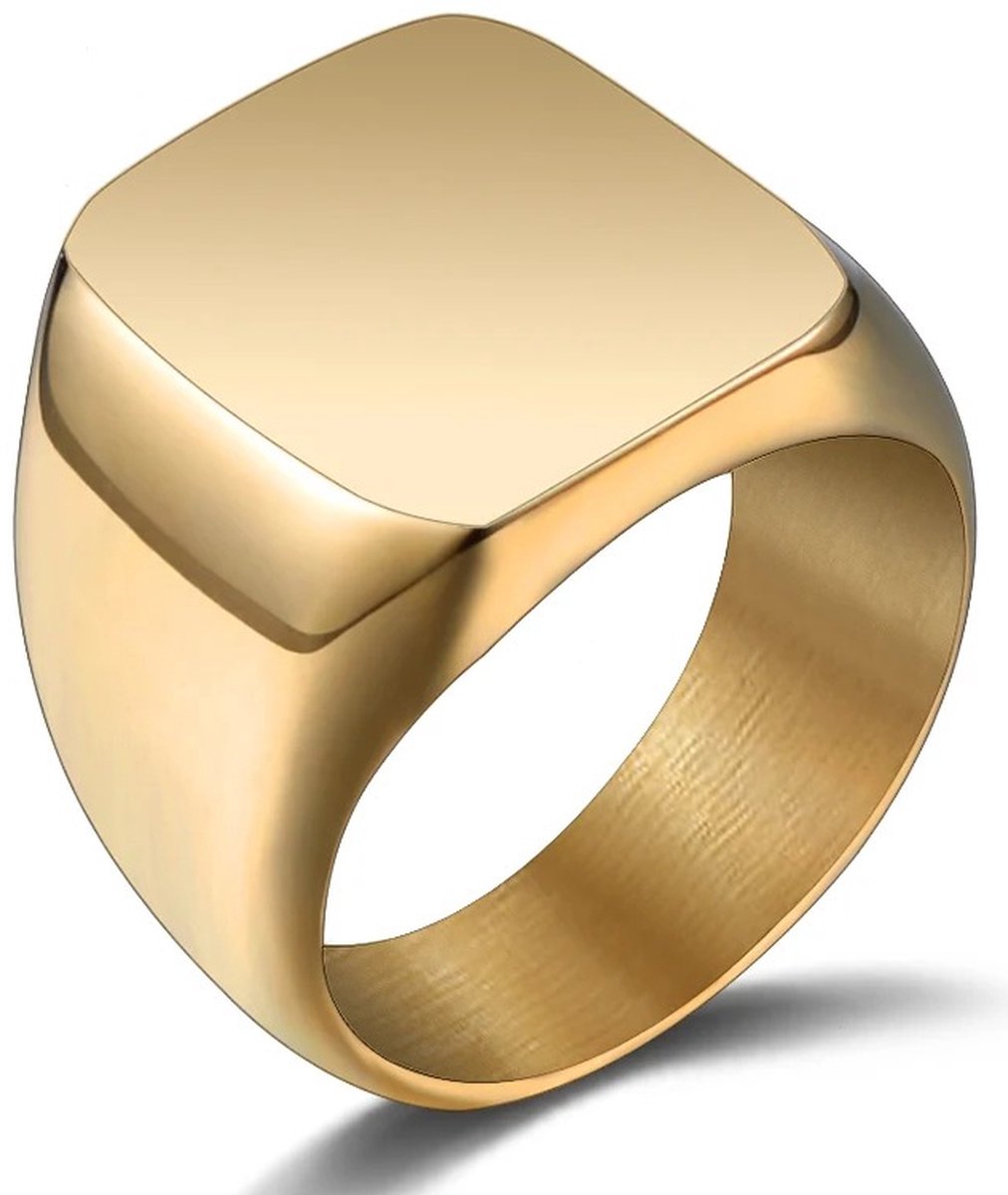 Zegelring Heren Goud kleurig - 17-23mm - Ring Ringen - Papa Cadeau Voor Mannen - Vaderdag