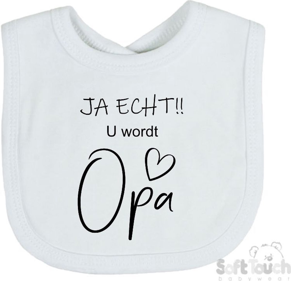 Goedkoopste Soft Touch Slabber Slabbetje Slab JA ECHT!! U wordt Opa Unisex Katoen Wit/zwart Maat 33x22 Cm