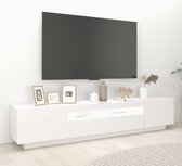 The Living Store Meuble TV avec éclairage LED 200x35x40 cm blanc