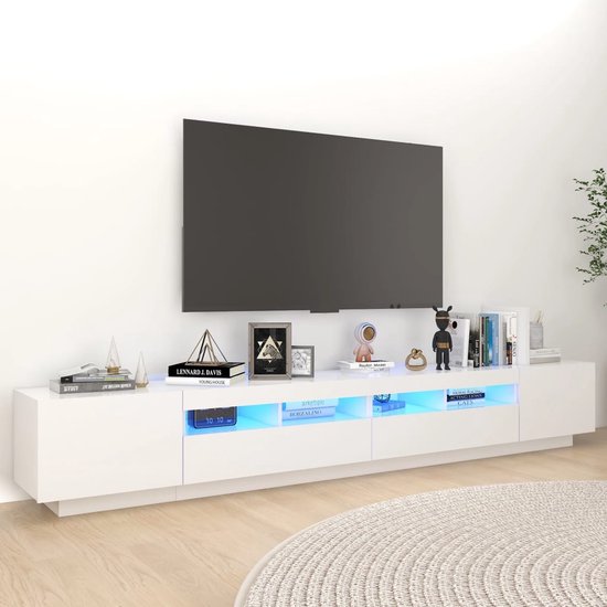 The Living Store Tv-meubel Hifi RGB LED-verlichting - 260 x 35 x 40 cm - wit