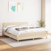 The Living Store Boxspringbed - Pocketvering - 180x200 cm - Crème - Met verstelbaar hoofdbord