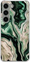 Casimoda® hoesje - Geschikt voor Samsung Galaxy S23 - Groen marmer / Marble - Shockproof case - Extra sterk - Siliconen/TPU - Groen, Transparant