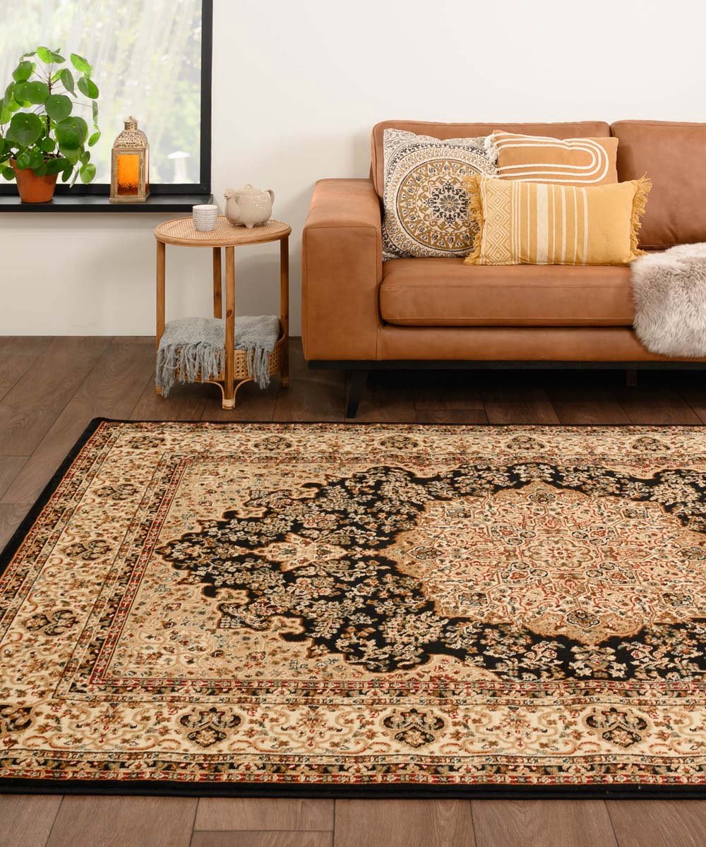 Tapeso Perzisch tapijt - Mirage Treasure zwart/beige 240x340