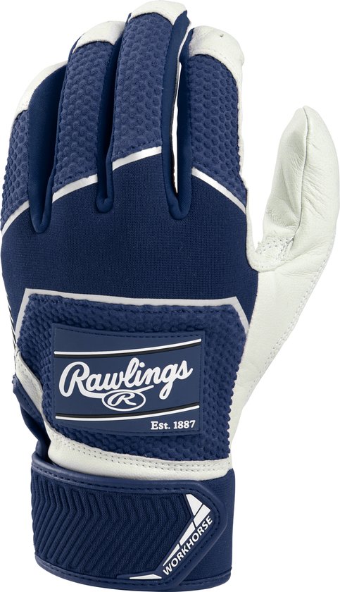 Foto: Rawlings mlb honkbal wh22bg slaghandschoentjes paar workhorse baseball batting gloves navy blauw volwassenen xl
