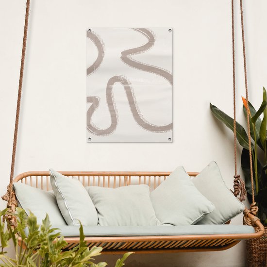 Tuinposter 60x80 cm - Tuindecoratie Moderne kunst - Beige - Abstract - Poster voor in de tuin - Buiten decoratie - Schutting tuinschilderij - Tuindoek muurdecoratie - Wanddecoratie balkondoek