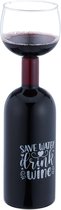 Relaxdays wijnfles glas - 750 ml - wijnglas fles in één - cadeau wijnliefhebbers - groot