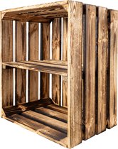 Creative Deco Houten Doos met Plank | 50 x 40 x 30 cm | Houten Mand Vintage Stijl Verbrand | Ideaal voor Opslag Cadeau Decoratie DIY | voor Documenten Speelgoed Gereedschap