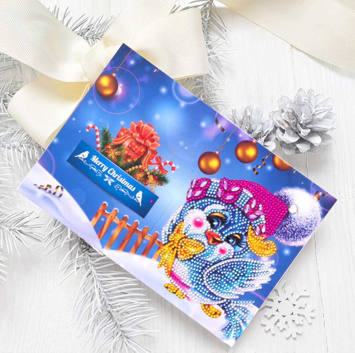 Huntex Diamond Painting Kerstkaarten - 8 Stuks 13x18cm - Complete Set — afbeelding 9