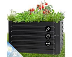 Blumfeldt verhoogd bed, Groot metalen verhoogd bed, Smal verhoogd bed om zelf te bouwen, Weerbestendig verhoogd bed voor tuin & terras, Roestvrij stalen tuinbed voor buiten, Slakkenbeschermend verhoogd bed, 600 liter
