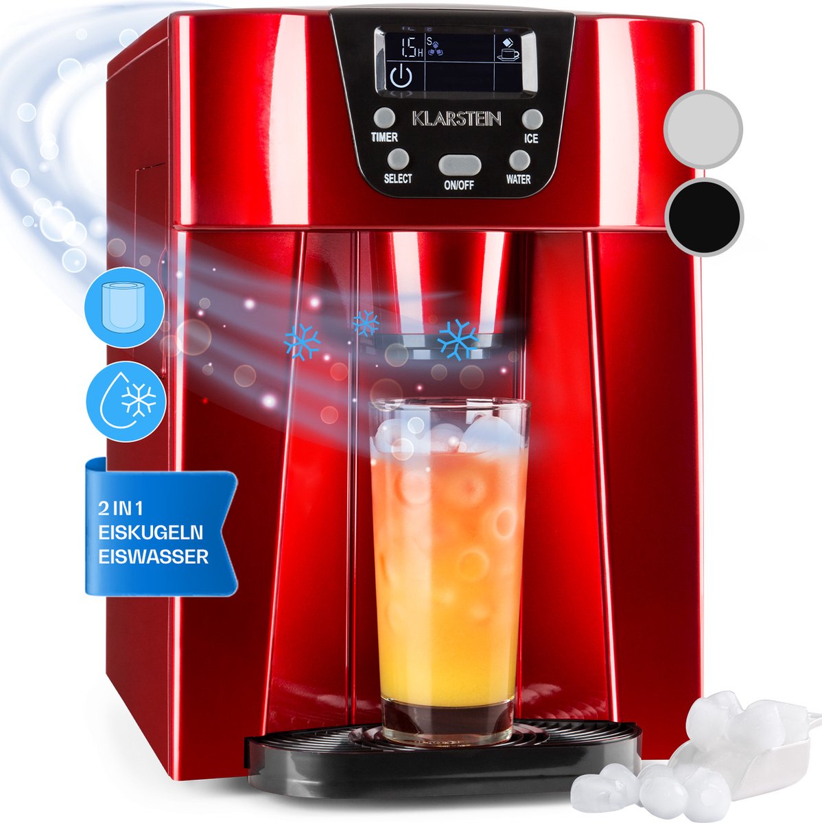 Ice Volcano 2G ijsblokjesmachine LED | 12kg per 24h | 2l | 6-10 min - rood