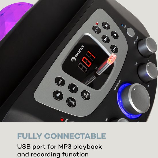 KaraBig LightUp karaoke-installatie BT 2xmicro multicolor USB 40W RMS 640W peak - Auna