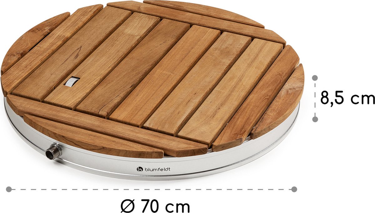Blumfeldt mobiele tuindouche, buitendouche voor de tuin, vloerdouche met 4m fonteinhoogte, vloertuindouche met houten look voor zwembad & sauna, buitendouche waterdicht, vorst- & UV-bestendig thumbnail 5