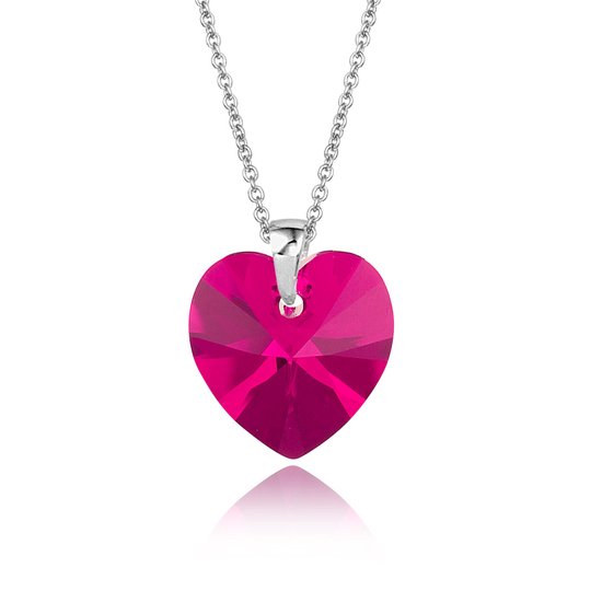 Montebello Ketting Fleur HZ109 - Swarovski® Hart - 925 Zilver Gerhod. - Ø14mm - 40cm