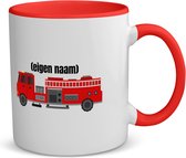 Akyol - tasse à café camion de pompiers - tasse à thé - rouge - Pompiers - quelqu'un qui travaille dans les pompiers - tasse avec eigen naam - joli cadeau pour quelqu'un qui travaille dans les pompiers - cadeau - cadeau - Contenu 350 ML