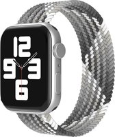 EP Goods - Bandje geschikt voor Apple Watch Series 1/2/3/4/5/6/SE/7/8 - 38/40/41mm - Nylon - Zonder sluiting - Grijs/Wit