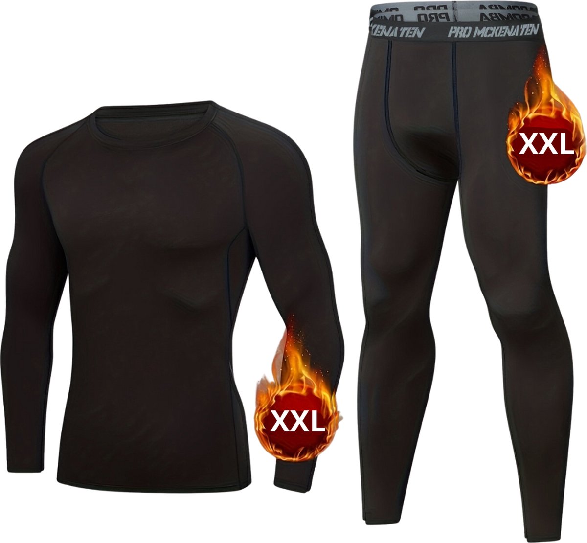 Livano Thermokleding – Thermo – Thermoshirt – Thermobroek – Beenverwarmers – Heren – Fleece – Set – Broek + Shirt – Grijs – Maat XXL Livano Thermokleding – Thermo – Thermoshirt – Thermobroek – Beenverwarmers – Heren – Fleece – Set – Broek + Shirt – Grijs – Maat XXL