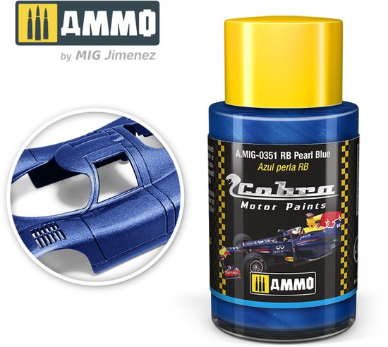 AMMO MIG 0351 Cobra Motor Paints - RB Pearl Blue - Mat - Acryl - Pot de Peinture 30 ml
