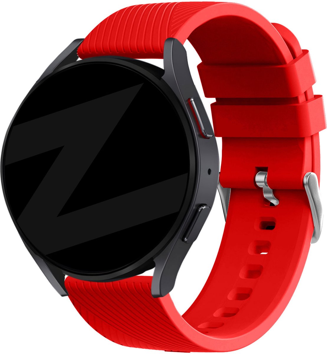 Bandz universeel 22mm siliconen band 'Deluxe' geschikt voor Samsung Galaxy Watch 3 45mm / 1 46mm / Gear S3 - Polar Vantage M / M2 / Grit X - Huawei Watch GT 1/2/3/4 46mm / GT 5 (Pro) (46mm) / GT 2 Pro - Hoogwaardig siliconen materiaal - rood