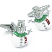 Manchetknopen - Sneeuwpop Rood Wit en Groen