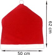 Allernieuwste Housses de siège de Noël Neige 1 - Décoration de Chaise de Chapeau de Père Noël - Housse de Décoration de Chaise de Dîner de Noël - Housse de Dossier Housse de Siège - 62x50cm Rouge Wit
