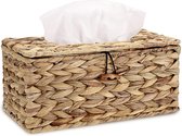 Brown Rattan Tissue Box with Deckerl Cosmetic Tissue Boxes Napkins Storage Box for Bathroom Living Room Office Restaurant Crafts (Rectangle Large)