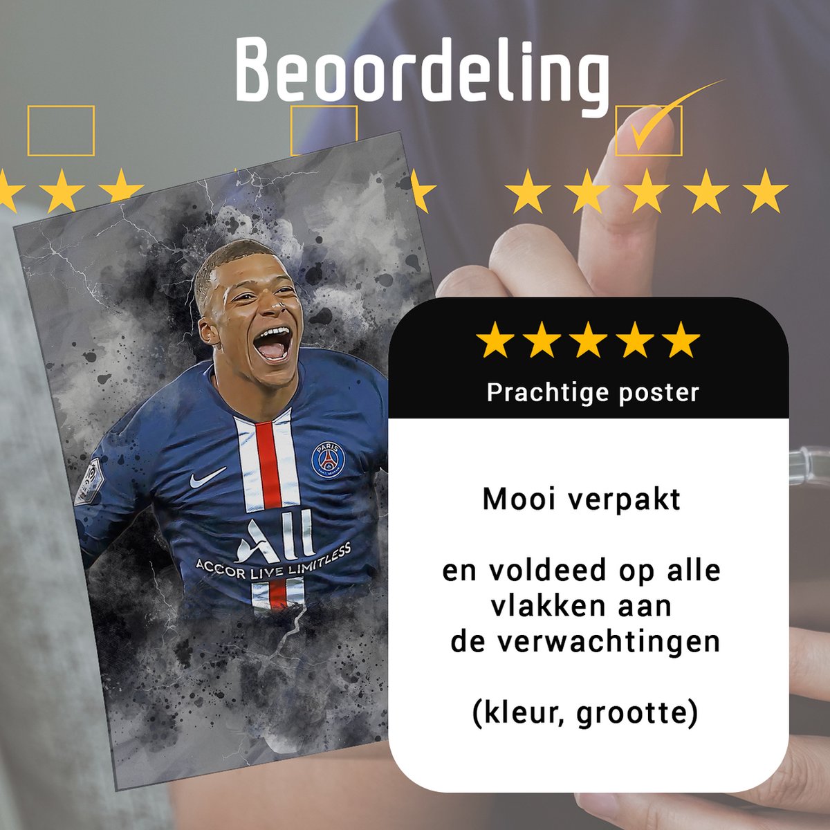 Affiche Foot Géante PSG 120x170 Cm – Paris Saint-Germain, UNIBET, M’Bappé, état D’usage