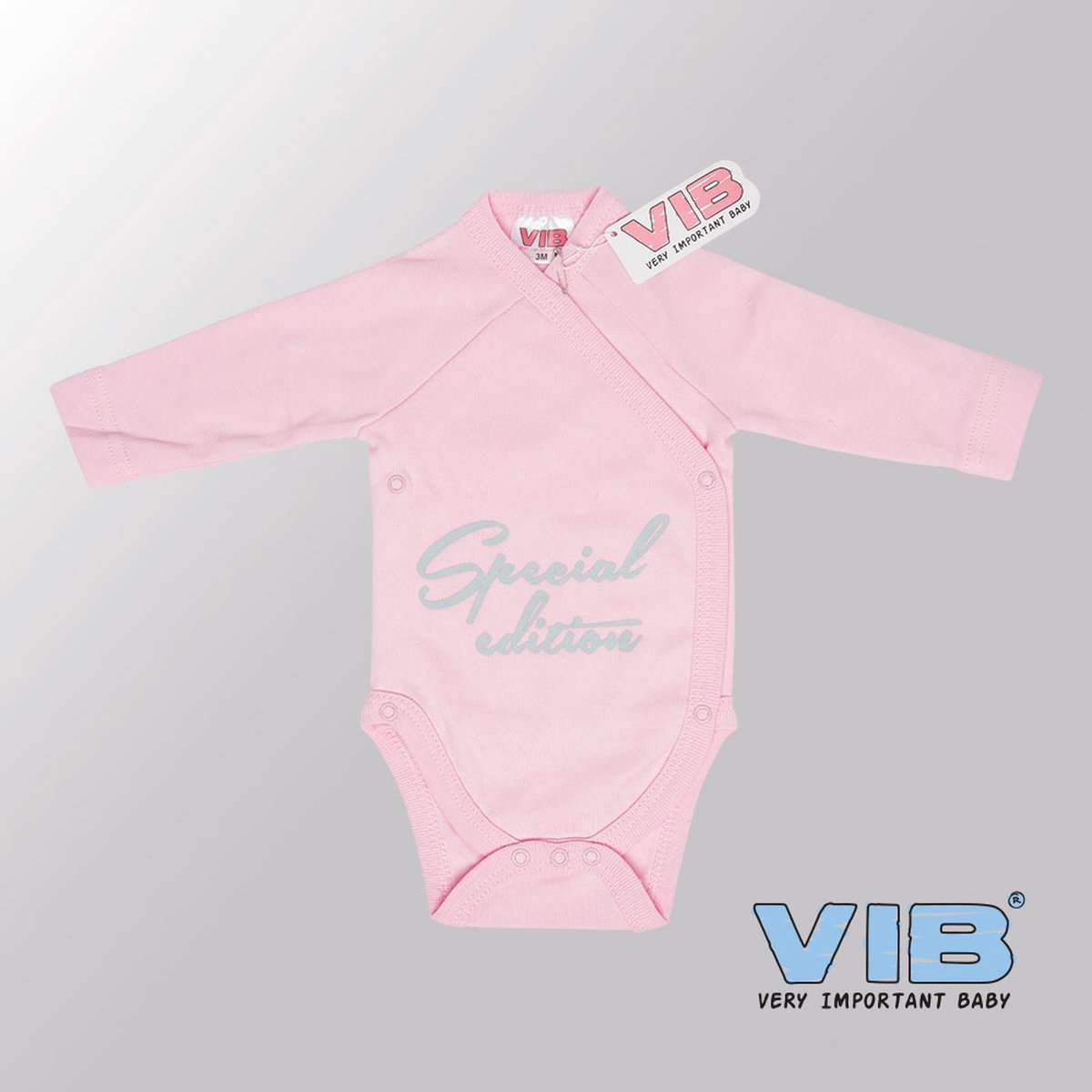 VIB® - Rompertje (overslag) Luxe Katoen - Special Edition (Roze) - Babykleertjes - romper - rompertjes - rompertjes met tekst - baby cadeau - baby aankondiging - overslagromper
