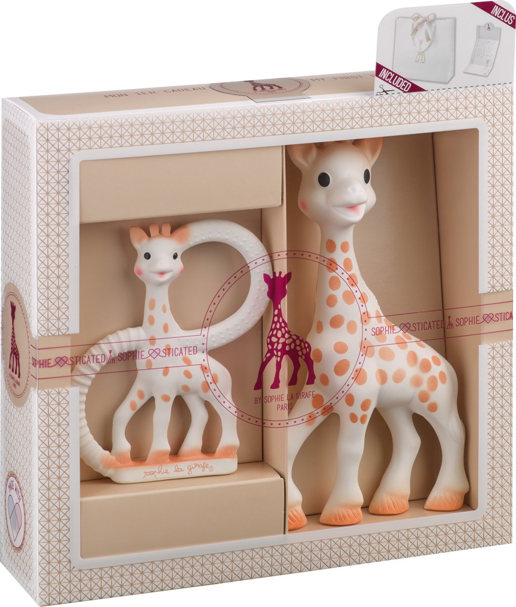 Sophie de giraf Sophiesticated Cadeauset - Baby speelgoed - Sophie de giraf & So Pure bijtring - Kraamcadeau – Babyshower cadeau - 4-Delig - Sophie de Giraf