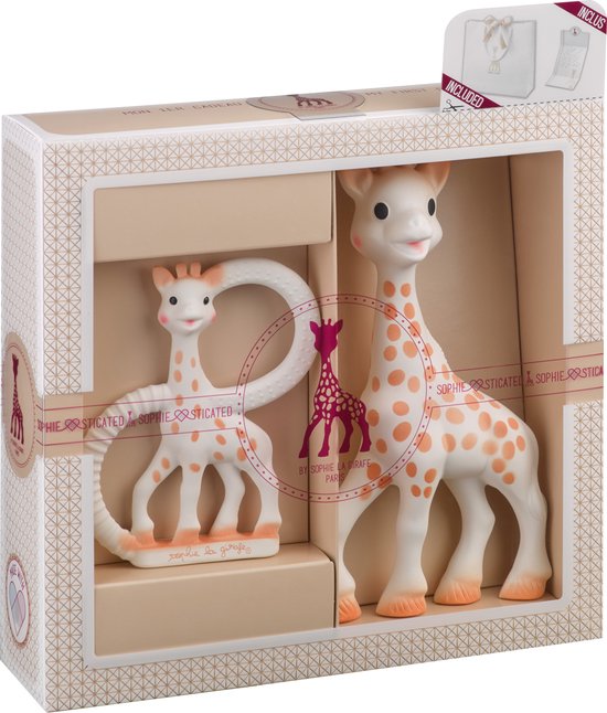 Sophie de giraf Sophiesticated Cadeauset - Baby speelgoed - Sophie de giraf & So Pure bijtring - Kraamcadeau – Babyshower cadeau - 4-Delig