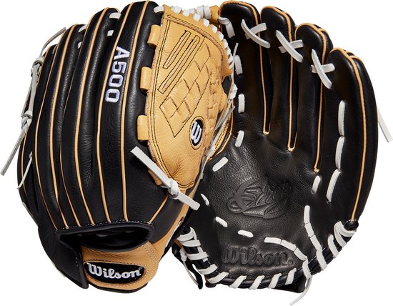 Foto: Wilson mlb honkbal softbal a500 siren 2022 fastpitch softbal handschoen zwart blonde 12 5 inch