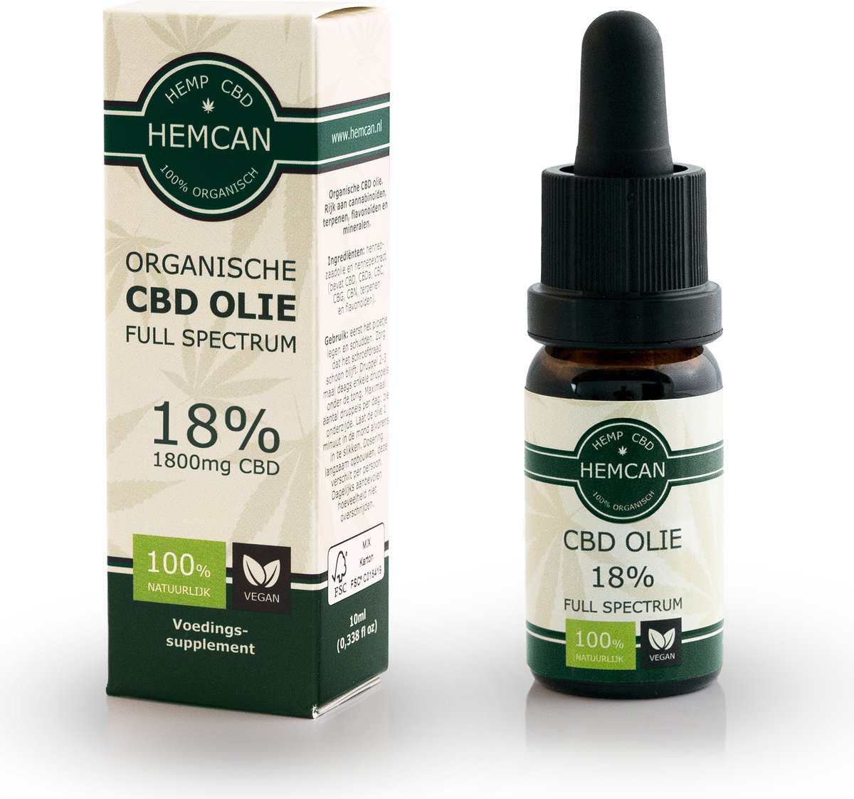 Goedkoopste Organische CBD Olie 18 - Full Spectrum - Vegan - 100 Natuurlijk