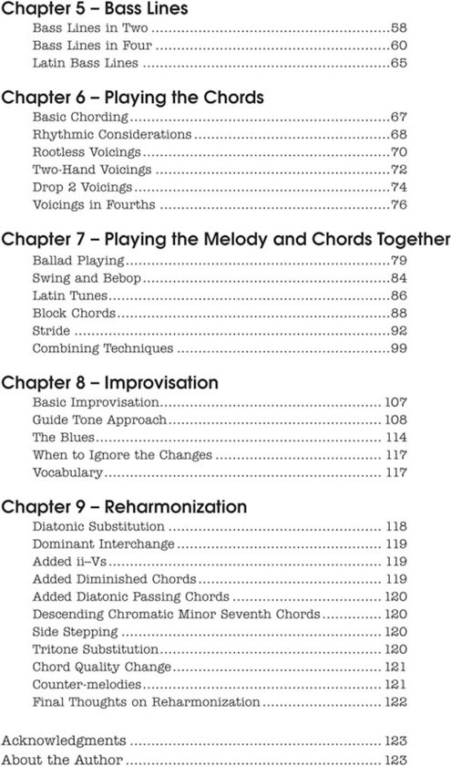 Inhoudsopgave van 'How To Play From a Real Book', hoofdstukken 5-9 met paginanummers.