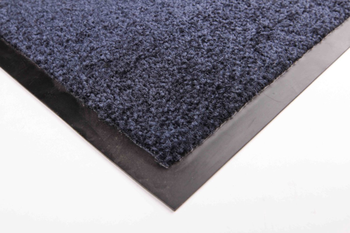 Schoonloopmat De Luxe - 60x90 cm - blauw met rand - polyamide