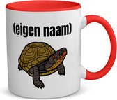 Akyol - schildpad met eigen naam koffiemok - theemok - rood - Schildpad - schildpad liefhebbers - mok met eigen naam - iemand die houdt van schildpadden - verjaardag - cadeau - kado - geschenk - 350 ML inhoud