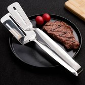 Multifunctionele Spatel - RVS - Food Flip / Steak Burger Tool - 3 in 1 Cooking Clip - BBQ - grill accessoire
