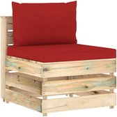 The Living Store Middenbank Grenenhout - 60x70x66 cm - Rood kussen