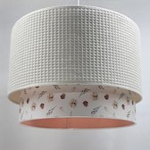babylamp-hanglamp wafelstof beige-oud roze kinderlamp-lamp baby en kinderkamer