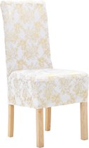 Housses de siège The Living Store - Universelles - 6 pièces - Wit/ Or - Tissu extensible - Convient aux chaises jusqu'à 55 cm de hauteur