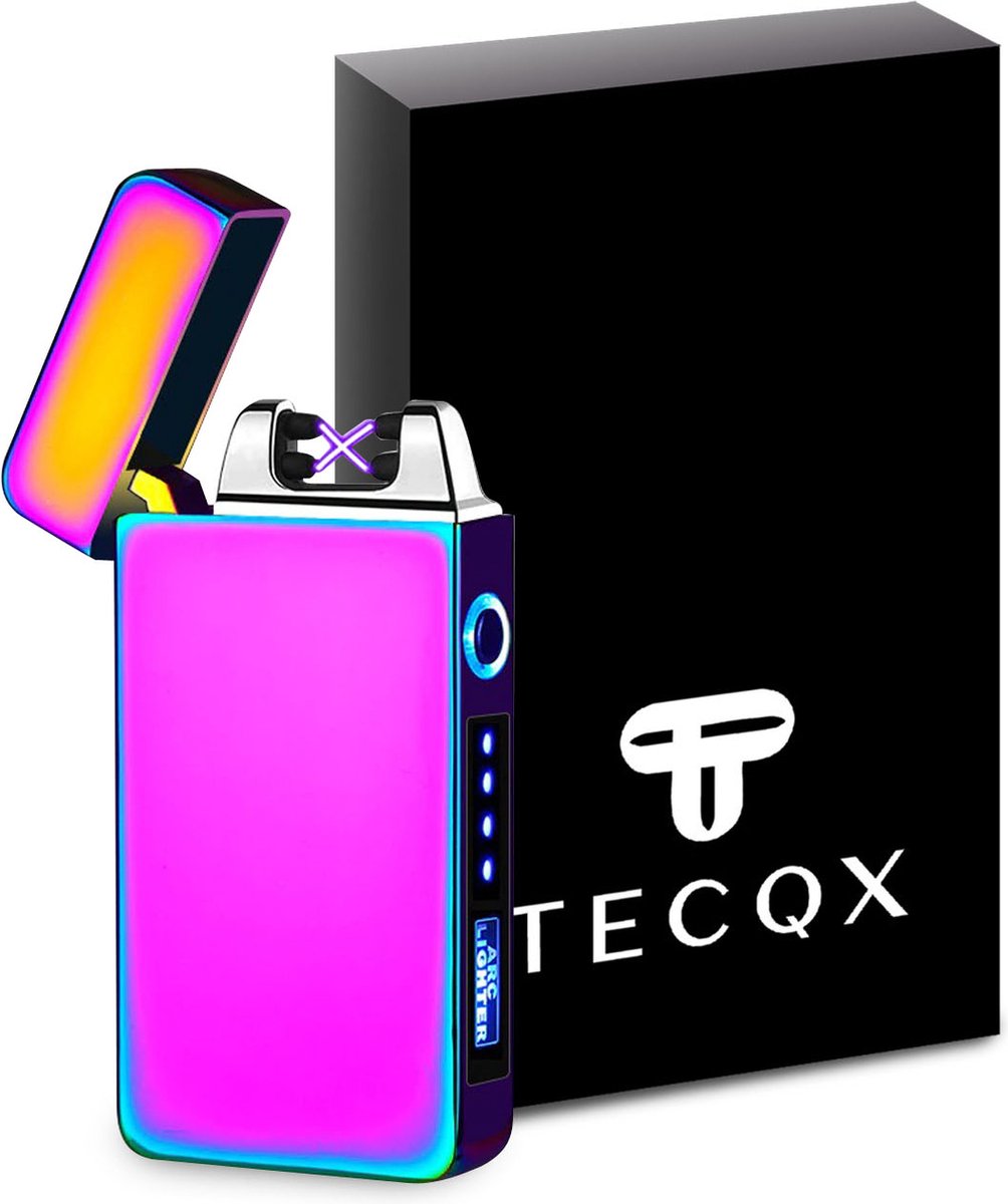 Goedkoopste TECQX Elektrische Plasma Aansteker - USB oplaadbaar - Storm Bestendig - Vuurwerk en sigaretten aansteker - BBQ en Kaarsen - Rainbow