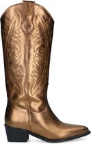 Manfield - Dames - Bronskleurige leren cowboy laarzen - Maat 37
