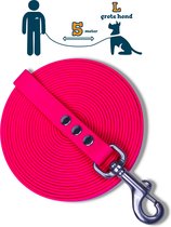 Laisse pour chien Miqdi BioThane - rose fluo - 19 mm - 5 mètres - sans poignée
