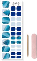 By Emily® Gel Nail Wraps & Gellak Stickers - Blue Lagoon - Nagelstickers - Gel Nagel Folie - DIY Pedicure - Langhoudende Nail Art - UV LED Lamp Vereist - Trendy Designs - SpringNails- Lente - Nagels Inspiratie - Veilig voor Nagels - 32 Stickers