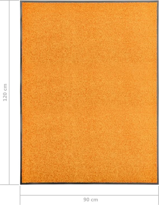 Paillasson The Living Store - Haute qualité - Tapis intérieur/extérieur - 120 x 90 cm - Oranje - PVC antidérapant - Lavable - 100% Polyamide