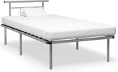 The Living Store Metalen Bedframe - Grijs - 100 x 200 cm - Massieve constructie - Stevige lattenbodem