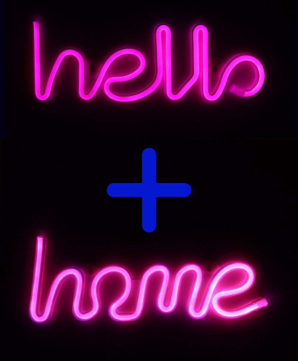 Neon Lamp - Hello Roze + Home Roze - Incl. 6 Batterijen - Neon Verlichting - Neon Led Lamp - Neon Wandlamp